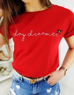Enostavna rdeča ženska majica Day Dreamer
