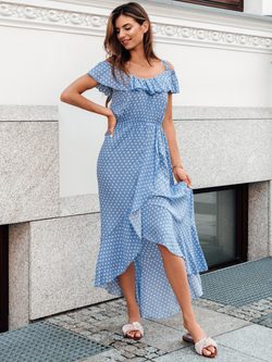 Moderna modra ženska obleka DLR037 - Pravimoski.si