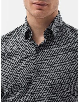 Črna bombažna srajca z elegantnim vzorcem K604