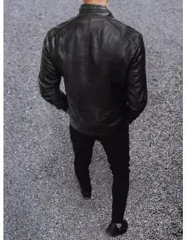 Stilska usnjena jakna v črni barvi brez kapuce