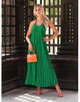 Stilska poletna obleka v zeleni barvi DLR064