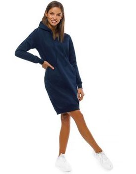Ženski neobičajen podaljšan pulover s kapuco v granatni barvi JS/YS10005/25