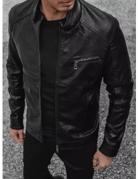 Stilska usnjena jakna v črni barvi brez kapuce