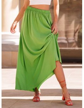 Stilsko žensko maxi krilo v zeleni barvi GLR016