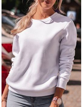 Preprost bel ženski športen pulover TLR001