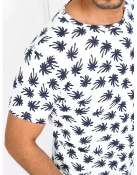 Bela poletna majica s potiskom s palmami