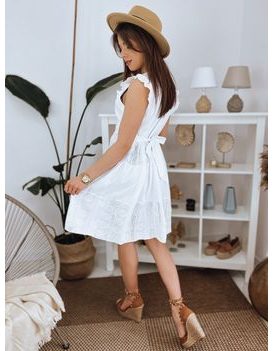 Preprosta romantična obleka v beli barvi Gina