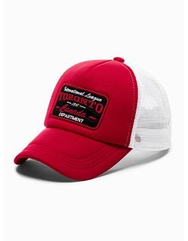 Rdeča trendovska kapa s šiltom in mrežico Toronto H123