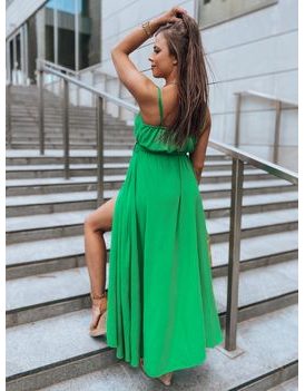 Romantična poletna dolga obleka Migda v zeleni barvi