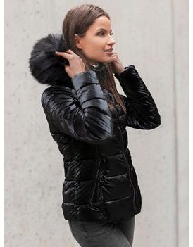 Črna trendovska ženska zimska bunda O/DK030/1Z