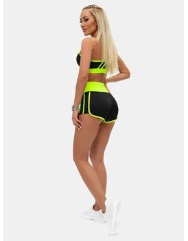 Moderen ženski športni komplet v črno-neonsko rumeni barvi O/XL011/26Z
