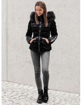 Črna trendovska ženska zimska bunda O/DK030/1Z