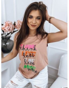 Ženska edinstvena majica v barvi kave Live More