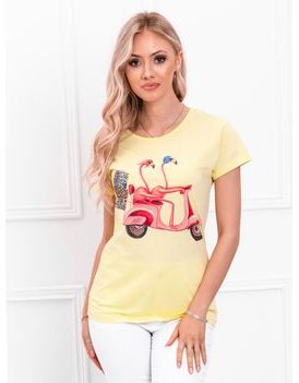 Trendovska ženska rumena majica s flamingoma SLR013