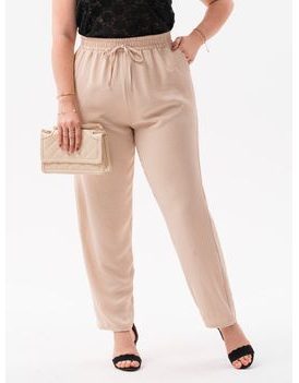 Trendovske ženske Plus Size culotte hlače v bež barvi PLR158