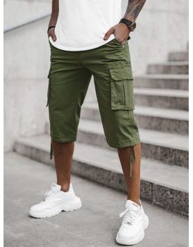 Tričetrt zelene kratke hlače z žepi T/XX160082/3