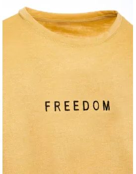 Rumena bombažna majica z napisom Freedom