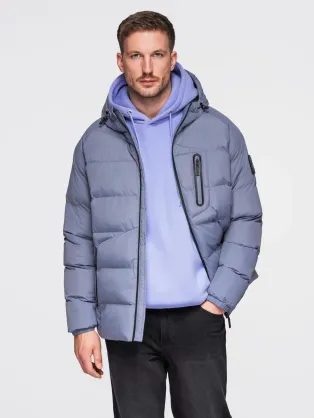 Topla moška jakna s športnim dizajnom v vijolični barvi