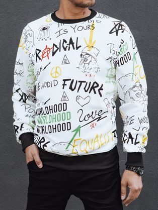 Zanimiv bel moški pulover