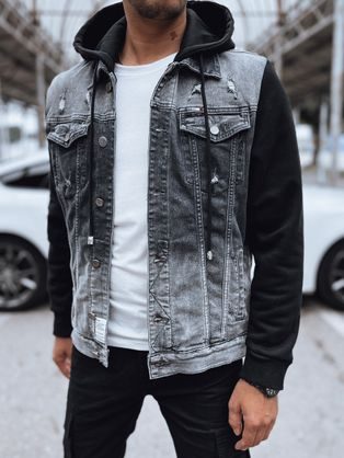 Temno siva moška jeans jakna