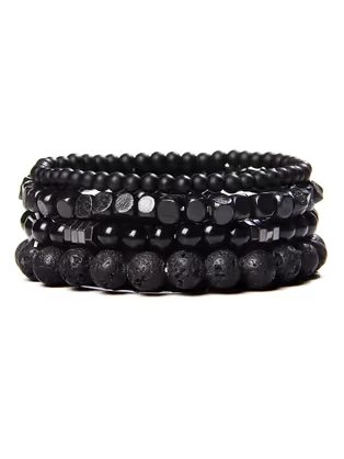 Kombinacijska zapestnica iz črnega kamna lava SL-251 B