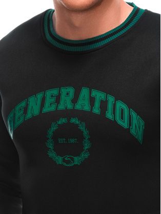 Brezčasen zelen pulover z izrazitim napisom in žepom B1619