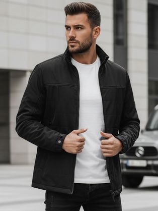 Moška prehodna črna jakna brez kapuce