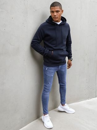 Stilski siv pulover s kapuco