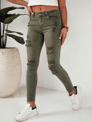 Ženske zelene jeans hlače v elegantnem dizajnu Noel