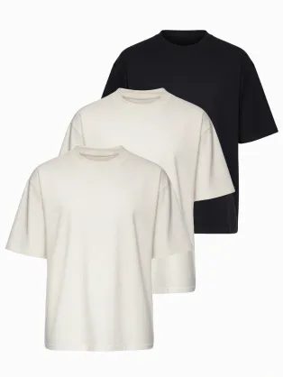 Mešanica treh paketov majic oversize bela/bela/črna TSBC-0291