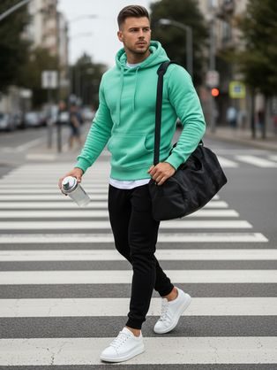 Udoben svetlo zelen-črn set trenirke