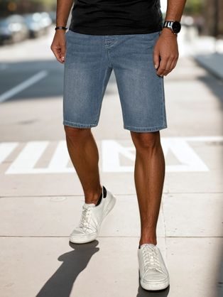 Moške modre kratke hlače iz džinsa