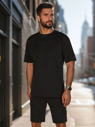 Rožnato-črn set trenirke