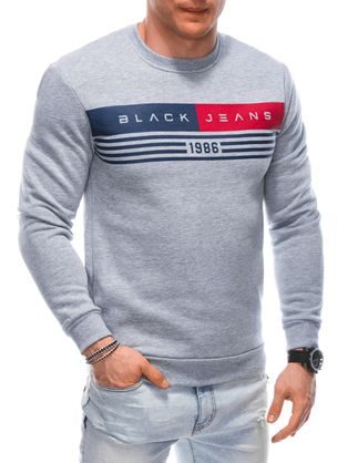 Trendovski siv pulover brez kapuce B1661