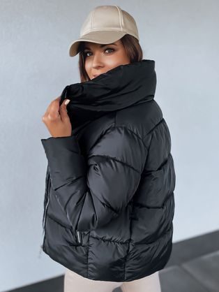 Neobičajna ženska prešita bunda v črni barvi Gisel