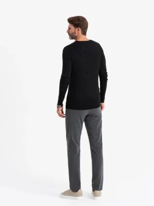 Klasičen črn pulover z okroglim izrezom V2 SWBS-0106