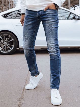 Zanimive modre moške kavbojke