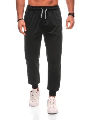 Črne trenirke s kontrastnimi vrvicami P1508