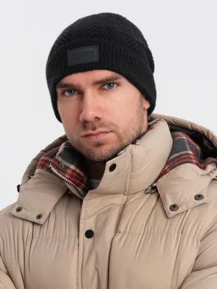 Zimska črna moška kapa V1 ACWH-0122