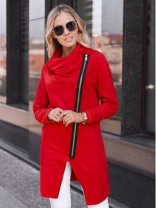 Edinstven ženski plašč v rdeči barvi CLR009