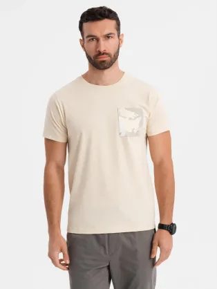 Originalna krem majica z okrasnim žepom TSPT-0228