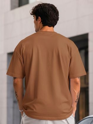 Rjava majica oversize brez potiska