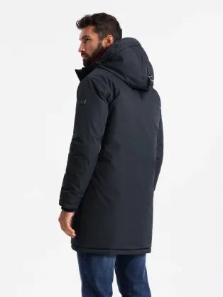 Klasična črna moška zimska parka V6 JALP-0166
