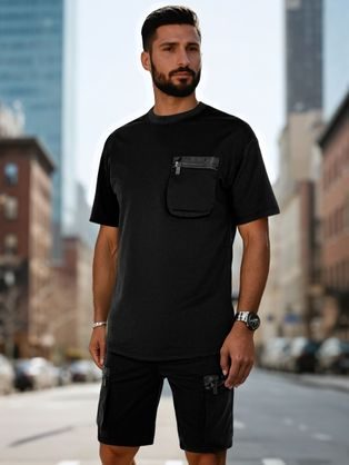 Rožnato-črn set trenirke