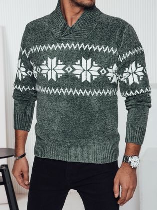 Modni zelen pulover v severnem motivu