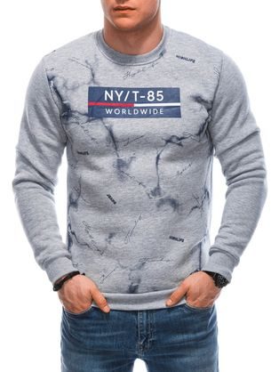 Modni siv pulover brez kapuce B1658