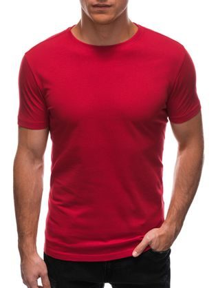 Rdeča bombažna majica s kratkimi rokavi S1683