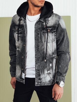 Trendovska grafit jeans jakna s kapuco