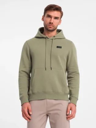 Moški pulover s kapuco v olivni barvi V2 SSNZ-0141