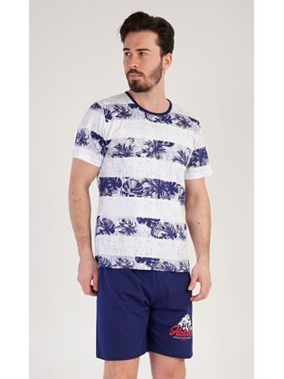 Mornarsko modra kratka moška pižama Hawaii
